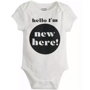 Jumping Beans Baby Bodysuit “Hello I’m New Here!” 18 Months White Black 1-piece